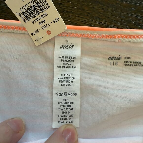 Aerie The Classic Bikini Bottom Striped Orange and White Size Large - Picture 6 of 6